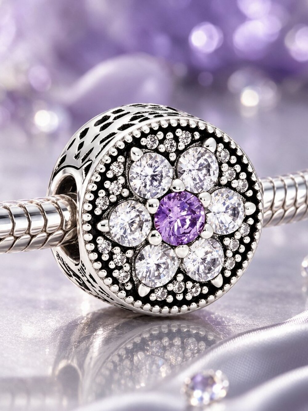 Purple Flower Charm (One)